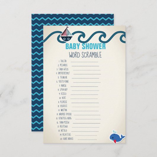 赤航海のちゃんシャワーワードスクランブルゲーム 招待状 (正面/裏面)