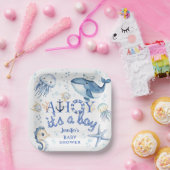 赤航海のちゃんシャワー少年ネイビーブルー ペーパープレート (パーティー)