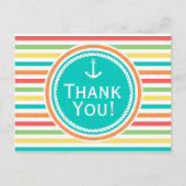 赤航海のちゃんシャワー、明るい虹のストライプ ポストカード (正面)