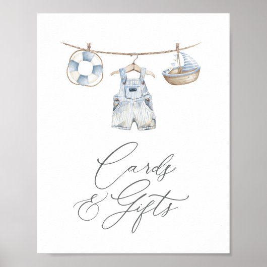 赤航海のちゃん衣赤ちゃんシャワーカードとギフト ポスター (正面)