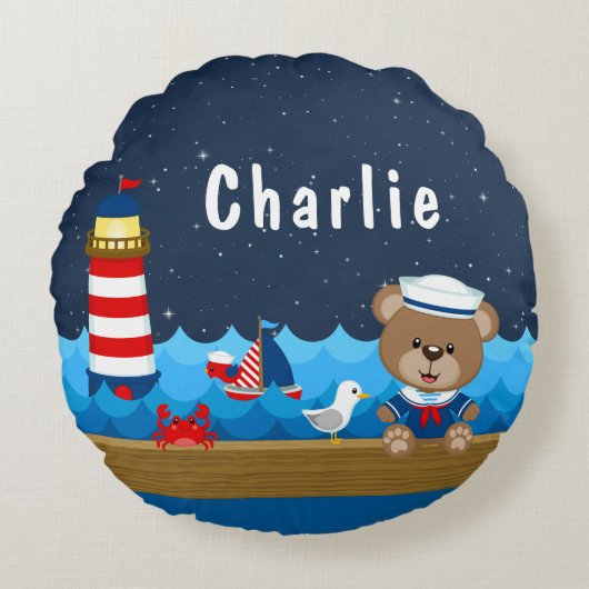 赤航海のと海軍の少年 ラウンドクッション (正面)