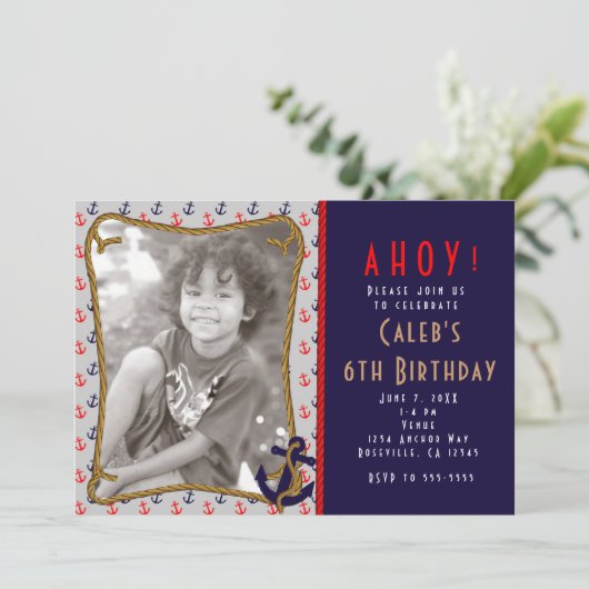 赤航海のと青のいかりフォト招待状 招待状 (スタンド正面)