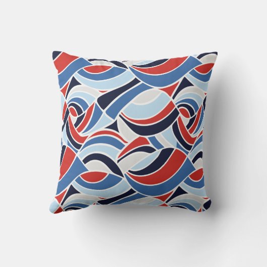 赤航海のと青の抽象デザイン装飾用クッション クッション (裏面)