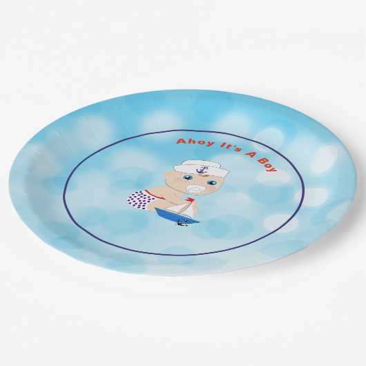 赤航海のん坊シャワーアホイアアボーイ ペーパープレート (アングル)