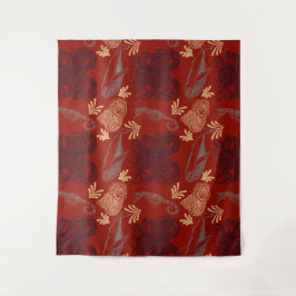 赤航海のタコ海モンスターイラストレーション タペストリー