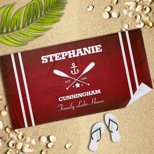 赤航海のテーマストライプのビーチタオル ビーチタオル
