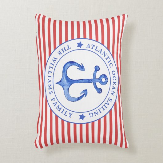 赤航海のパーソナライズされたストライプ腰枕 アクセントクッション (正面(垂直))