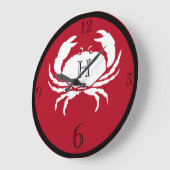 赤航海のモノグラムの白黒カニ ラージ壁時計 (傾斜)