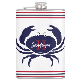 赤航海のモノグラムの紺の蟹 フラスク