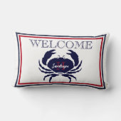 赤航海のモノグラムの紺の蟹 ランバークッション (裏面)