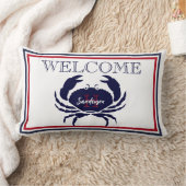 赤航海のモノグラムの紺の蟹 ランバークッション (ブランケット)