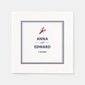 赤航海のロブスター結婚紙ナプキン スタンダードカクテルナプキン (正面)