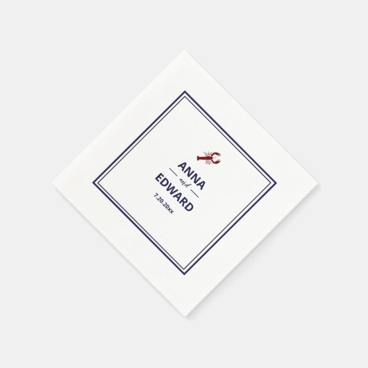 赤航海のロブスター結婚紙ナプキン スタンダードカクテルナプキン (角)