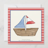 赤航海の白い帆船3歳の誕生日パーティー 招待状 (裏面)