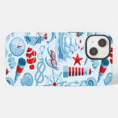 赤航海の白と青のパターン iPhoneケース (裏面横)