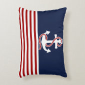 赤航海の白ストライプいかり アクセントクッション (正面(垂直))