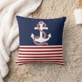 赤航海の白ストライプいかり クッション (ブランケット)