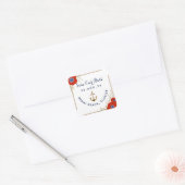 ⚓赤航海の白&ブルーアネモンいかり結婚ズ スクエアシール (封筒)