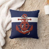 赤航海の船の車輪/いかりネイビーブルースローp クッション (ブランケット)