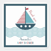 赤航海の艇ベビーシャワー誕生日 スクエアシール (正面)