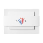 赤航海の青ロブスターズ結婚モノグラム 招待状ベリーバンド (正面例)