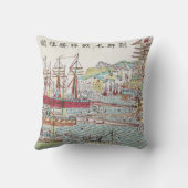 赤航海の黄ブルーいかり背の高い船 クッション (裏面)