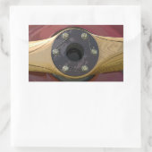 赤航空機木製プロペラステッカー 長方形シール (バッグ)