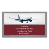 赤航空機機長パイロット飛行機空 マグネット名刺 (正面)