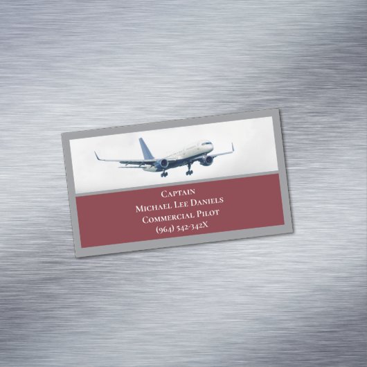赤航空機機長パイロット飛行機空 マグネット名刺 (インサイチュ)