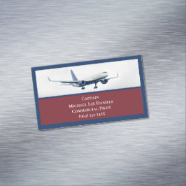赤航空機機長パイロット飛行機空 マグネット名刺