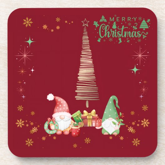 赤色かわいいサンタさんクリスマス♡  コースター (正面)