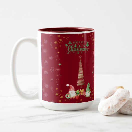 赤色かわいいサンタさんクリスマス♡  ツートーンマグカップ (ドーナツ)