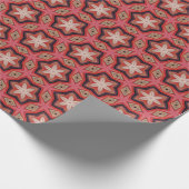 赤色に幾何学的な万華鏡のような白い花 ラッピングペーパー (角)