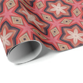 赤色に幾何学的な万華鏡のような白い花 ラッピングペーパー (ロールコーナー)