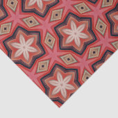 赤色に幾何学的な万華鏡のような白い花 薄葉紙 (詳細)