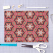 赤色に幾何学的な万華鏡のような白い花 薄葉紙 (クラフト)