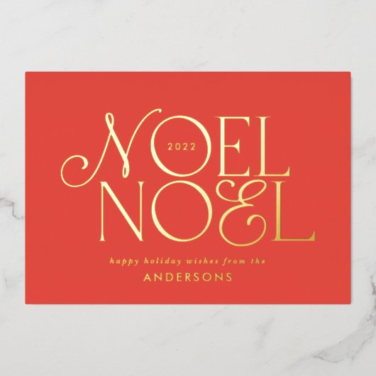 赤色のジオメトリノードスクリプエレガントトモダン 箔シーズンカード (正面)