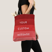 赤色のストライプパターン トートバッグ (クローズアップ)