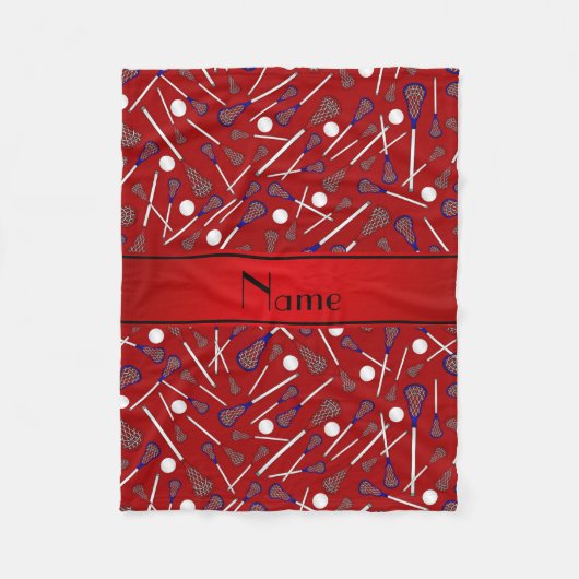 赤色のパーソナライズされたラクロスパターン フリースブランケット (正面)