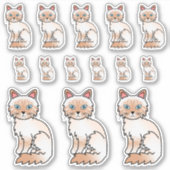 赤色のポイントを持つ縞模様のビルマ猫 / ラグドール風の漫画の猫 シール (正面)