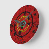 赤色の円形抽象芸術パターン ラウンド壁時計 (傾斜)