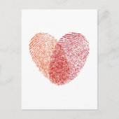 赤色の指紋ハートデザイン ポストカード (正面)