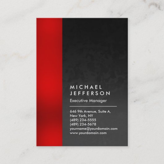 赤色の縦灰色のパターンプロフェッショナル ユニーク 名刺 (正面)