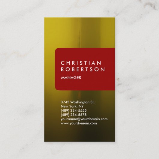 赤色の茶色がかった黄色の抽象芸術名刺 名刺 (正面)