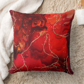 赤色アルコールインク金ゴールド抽象芸術流体装飾用クッション クッション (ブランケット)