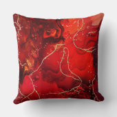 赤色アルコールインク金ゴールド抽象芸術流体装飾用クッション クッション (裏面)