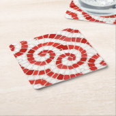 赤色イオン性モザイクダイヤモンド紙コースター ペーパーコースター (アングル)