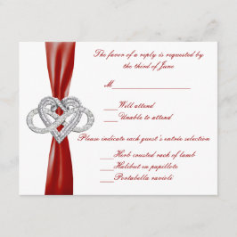 赤色インフィニティハート応答カード 出欠カード