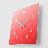 赤色グラデーションジオメトリメッシュパターンのウォッチ スクエア壁時計 (傾斜)