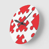 赤色パズル片 ラウンド壁時計 (傾斜)
